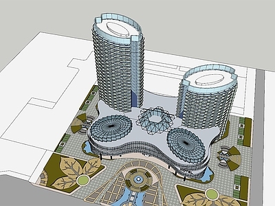 现代其他商业建筑 蝴蝶型现代酒店