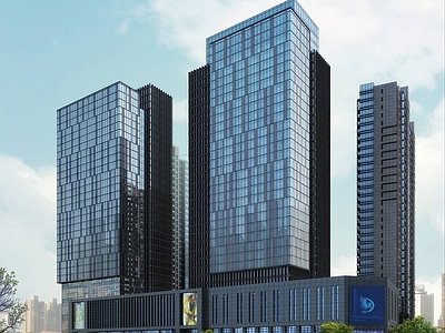 现代商场外观 现代高层商业综合 高层办公楼