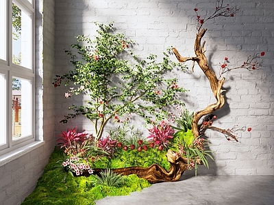 现代室内景观 现代室内景观 景观小品 植物造景 植物堆 景观植物