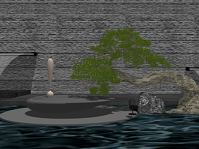 新中式中式庭院小品 新中式庭院水景 新中式禅意景观 新中式水钵 禅意水景