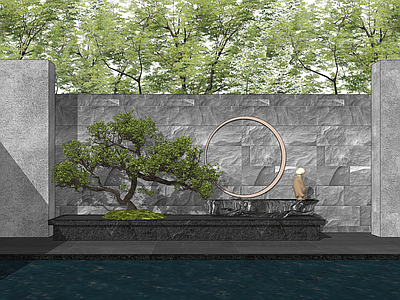 新中式中式庭院小品 新中式禅意水景 新中式庭院小品 新中式景墙
