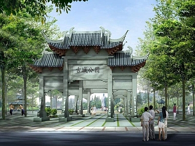 中式牌楼牌坊 牌坊 景区大门