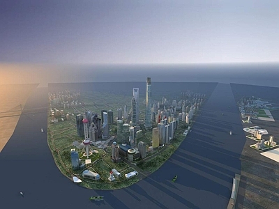 现代鸟瞰规划 上海城市规划 上海建筑 东方明珠