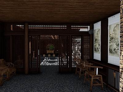 中式中古古建筑 老茶馆 古建 滇西古建