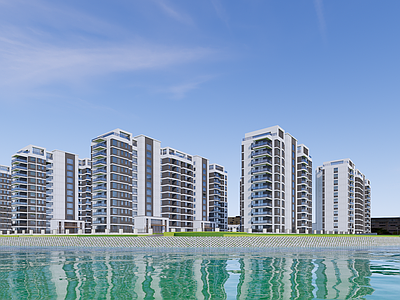 现代小区建筑 高密度典雅风住宅