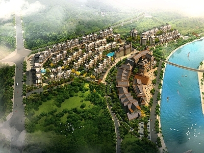 中式其他住宅外观 中式住宅小区 居住区规划 多层住宅