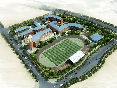 现代学校外观 学校 中小学 建筑外观
