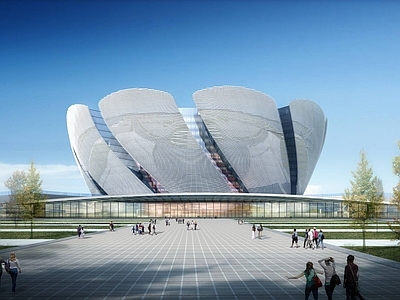 现代体育馆外观 襄阳大剧院 博物馆 展馆建筑外观