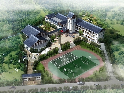 中式学校外观 中式学校