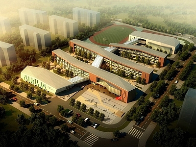 现代学校外观 学校 小学