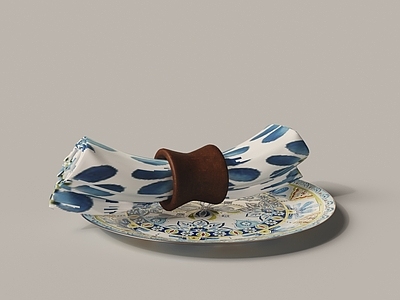 餐具 盘子 欧式彩绘餐盘 餐巾