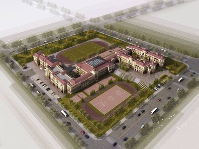 欧式学校外观 中小学