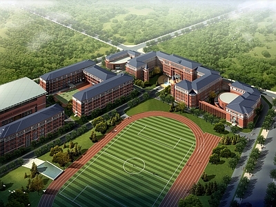 欧式学校外观 学校 中小学 建筑外观