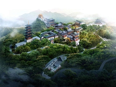 中式古建 寺庙 古建 佛塔 随州大洪山