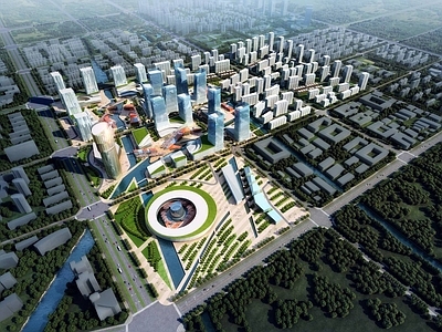 现代鸟瞰规划 城市规划 服务业集聚区规划 办公区规划