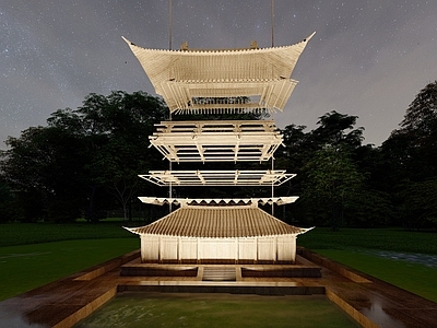 中式雕塑小品 古建筑拆分雕塑