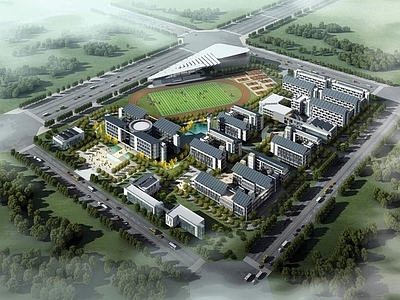 现代学校外观 学校建筑