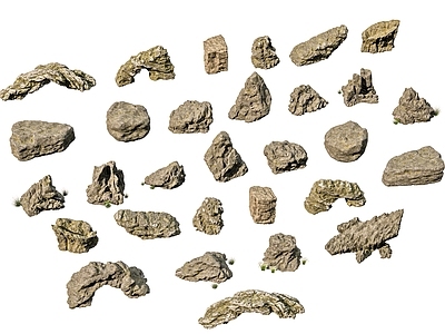 现代新中式石头 新中式庭院石头 庭院小品 庭院石头造景 石头岩石礁石 石块碎石岩石