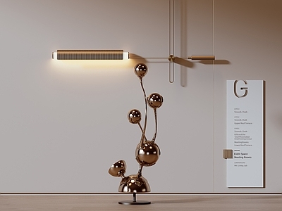 现代艺术装置 现代艺术装置 金属摆件 艺术雕塑 导视牌 条形壁灯