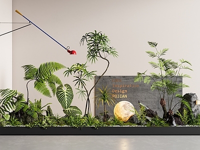现代室内景观 景观造景 庭院景观 庭院小品 外摆花箱 植物堆