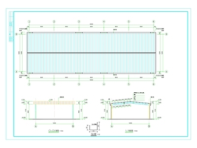 现代其他公共建筑 彩钢瓦 轻钢结构 停车棚 施工图