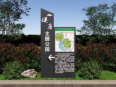 现代标识标牌 运动主题公园 健康主题公园 公园导视牌 景区简介牌 指示牌