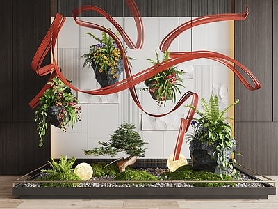 现代室内景观 现代室内景观造景 苔藓景观 景观小品 藤编装置 植物装置