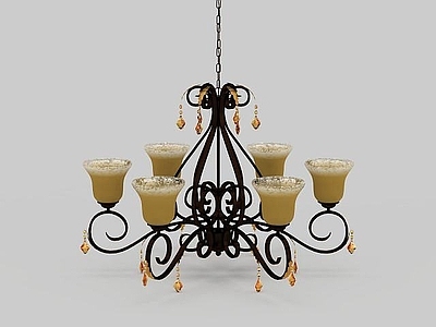 现代封闭式厨房 客厅蜡烛吊灯