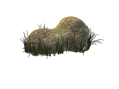 现代其他景观小品 石头和草