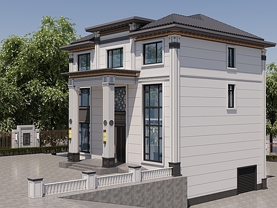 新中式中式艺术风格建筑 自建别墅 自建房