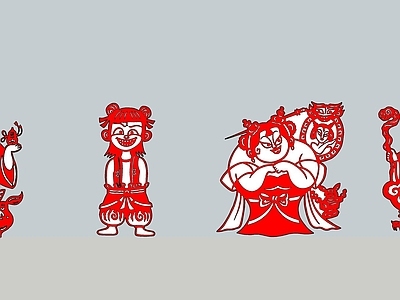 现代新中式其他小品 哪吒2 动漫人物 剪纸艺术 石矶娘娘 太乙真人