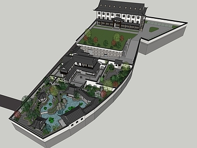 新中式中式古建筑 园林 民宿