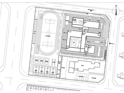 现代新中式学校建筑 现代风格小学建筑 学校建筑设计 施工图
