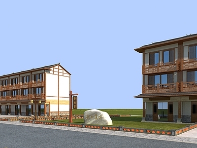 新中式中式古建 街道 新中式 中式