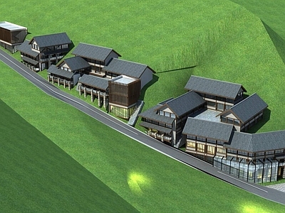 中式商业街 中式多层商业裙楼 高差地形商业街 山地建筑