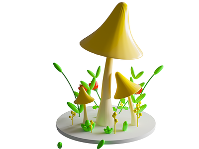 现代橱窗 蘑菇小场景 春天美陈 橱窗美陈