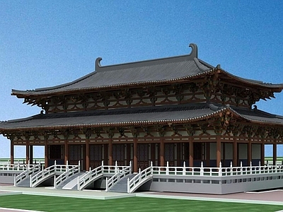 中式博古架 大雄宝殿 古建筑 宫殿