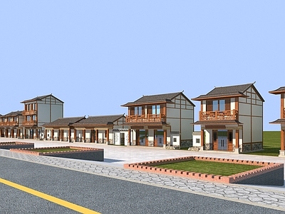 新中式中式古建 街道 中式 古建 商业