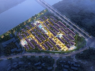 现代简约小区建筑 中式合院 宋式别墅合院豪宅 联排双拼 轻奢多层住宅 洋房叠墅