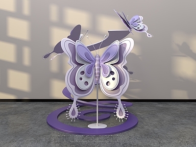 现代橱窗 大型蝴蝶美陈雕塑 橱窗陈列艺术装置 商业互动留影区 紫色系蝴蝶打卡点 网红蝴蝶外摆雕塑