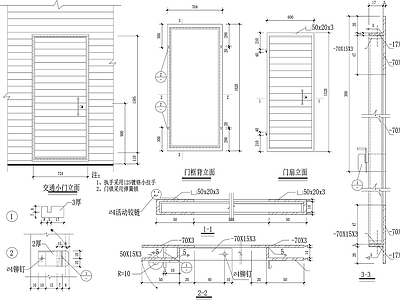 现代门 交通小门 施工图