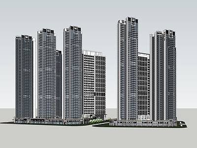 现代小区建筑 超高层住宅小区