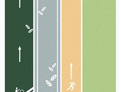 现代中式景观公园 公园漫步骑行道路