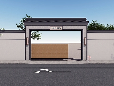 现代新中式庭院门 庭院木门 院门