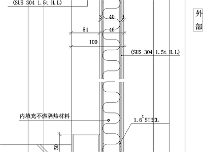 现代门 金属门 施工图