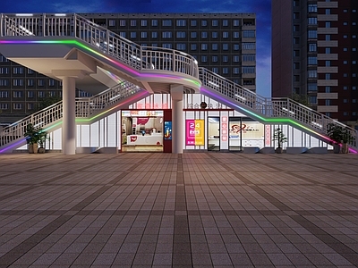 现代其他公共建筑 人行天桥设计图
