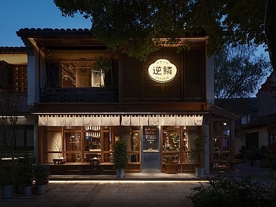 日式现代街道外景 商业街外景 街边小酒馆商店 餐吧餐厅餐饮店 街道夜景 茶饮咖啡店