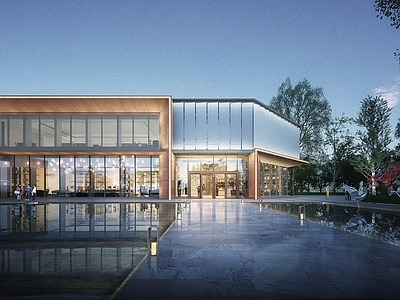 现代轻奢售楼处外观 现代风格展示中心 会客厅 销售中心夜景 会所 社区服务中心