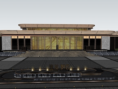 现代新中式小区景观 展示区景观 现代风格大门 入口景观 现代展示区 连廊