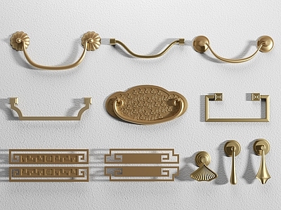 新中式拉手 新中式拉手 仿古拉手 古典拉手 红木家具拉手 黄铜衣柜拉手